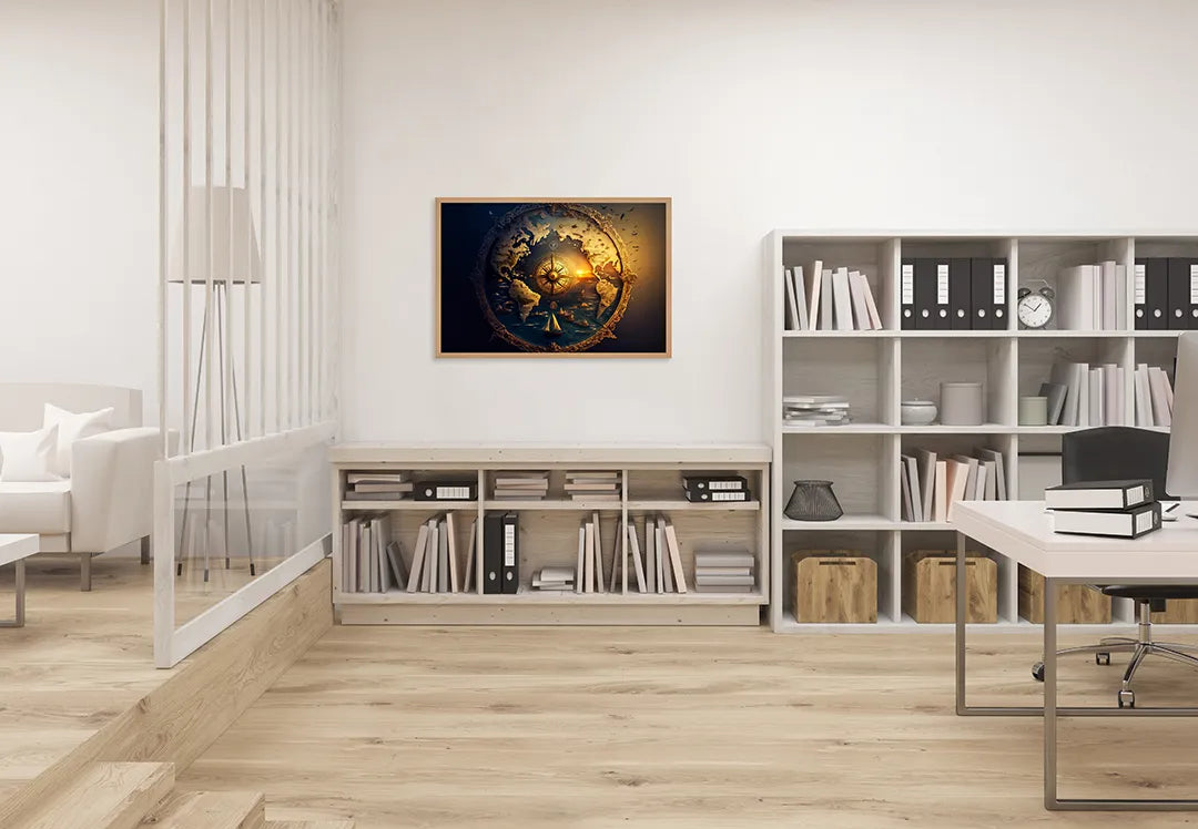 Metalen Magneetbord met print van Kompas ster in ruimte perfect als decoratie