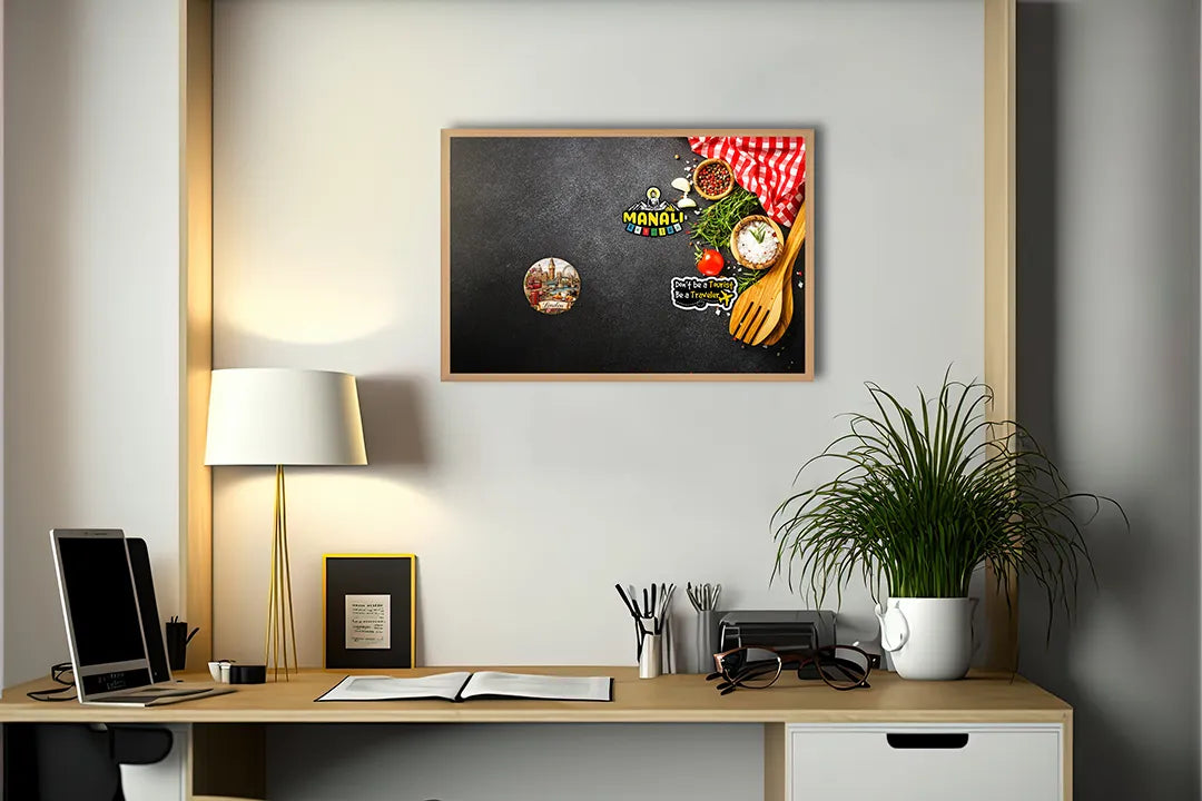 Metalen Magneetbord met print van Houten kookgerei en tomaten perfect als decoratie