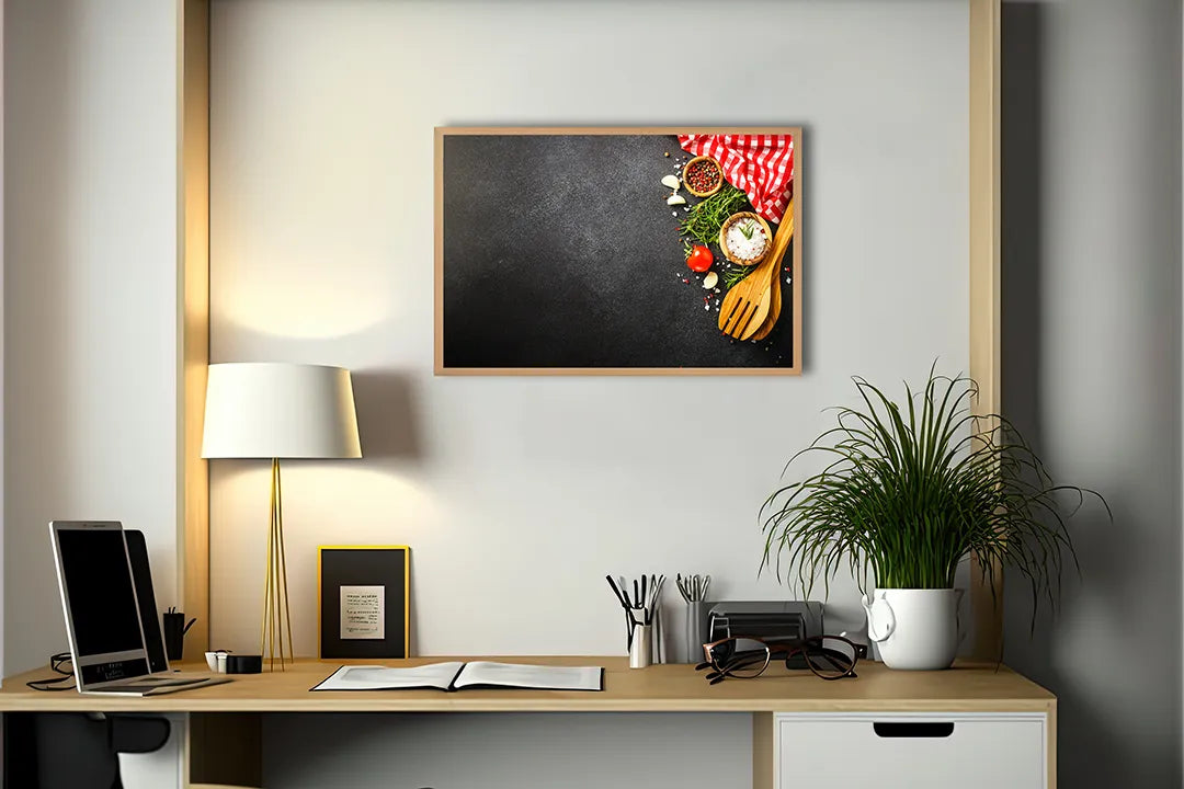 Metalen Magneetbord met print van Houten kookgerei en tomaten perfect als decoratie
