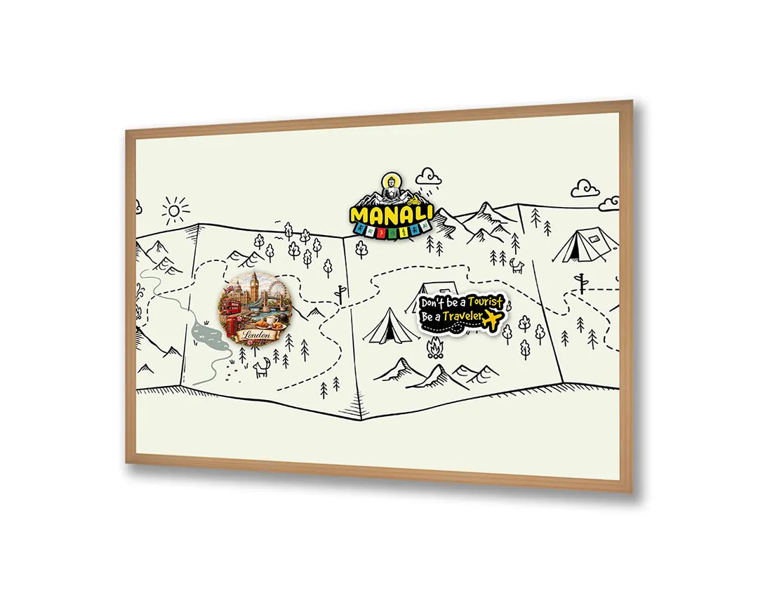 Metalen Magneetbord met print van Bergen doodle illustratie perfect als decoratie