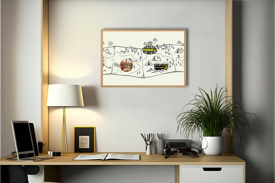 Metalen Magneetbord met print van Bergen doodle illustratie perfect als decoratie