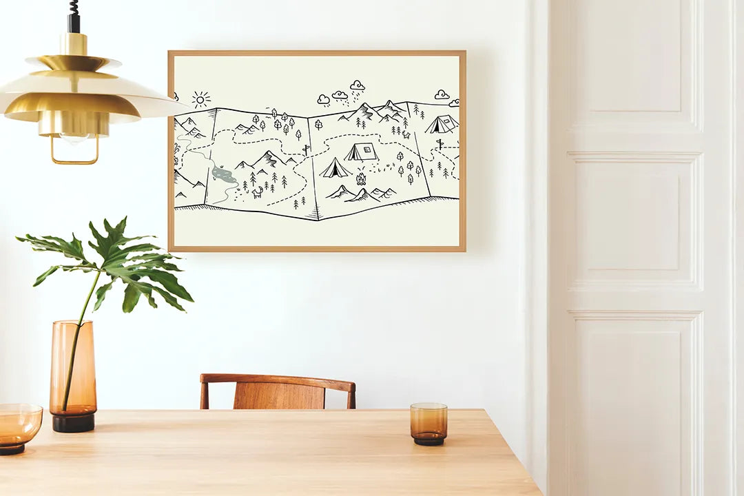 Metalen Magneetbord met print van Bergen doodle illustratie perfect als decoratie
