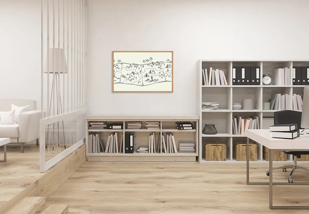 Metalen Magneetbord met print van Bergen doodle illustratie perfect als decoratie