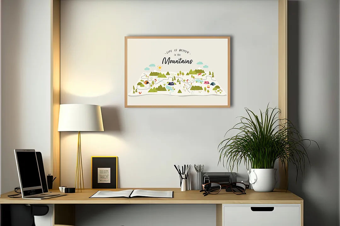 Metalen Magneetbord met print van Life is better in mountains perfect als decoratie