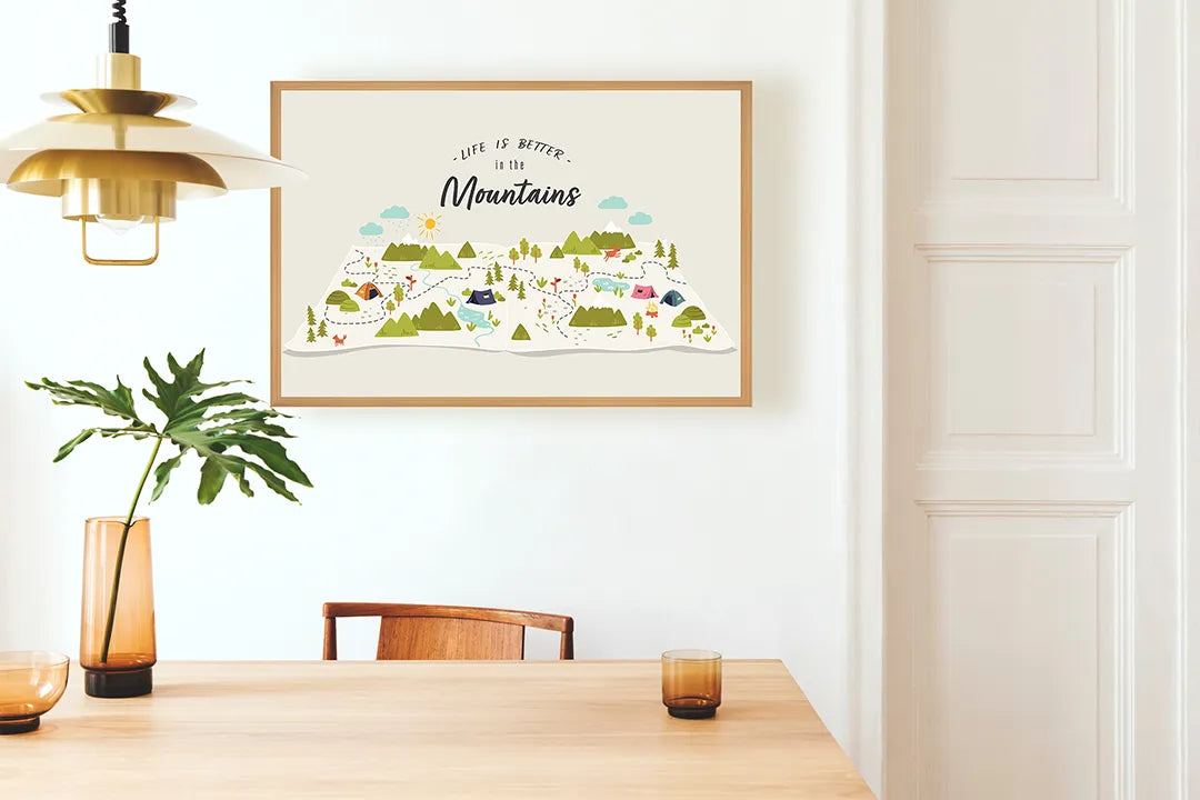 Metalen Magneetbord met print van Life is better in mountains perfect als decoratie