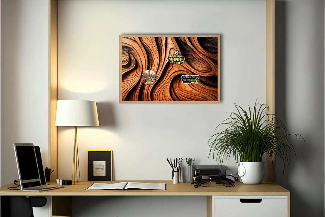 Metalen Magneetbord met print van Golvend hout snijwerk perfect als decoratie