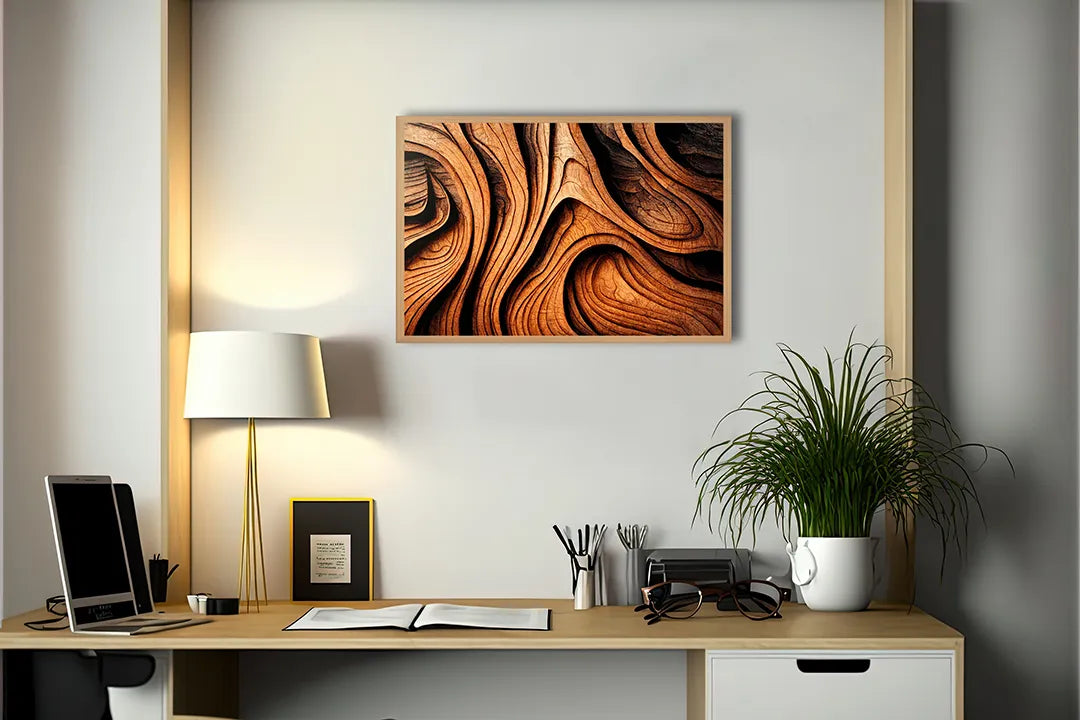 Metalen Magneetbord met print van Golvend hout snijwerk perfect als decoratie