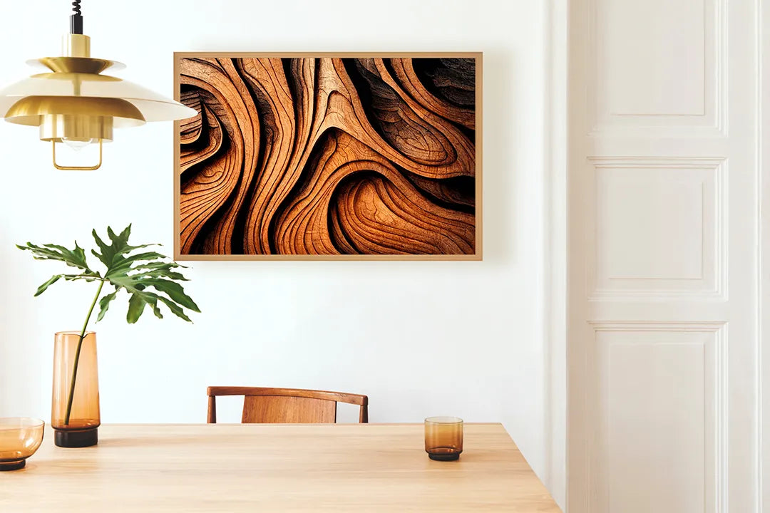 Metalen Magneetbord met print van Golvend hout snijwerk perfect als decoratie