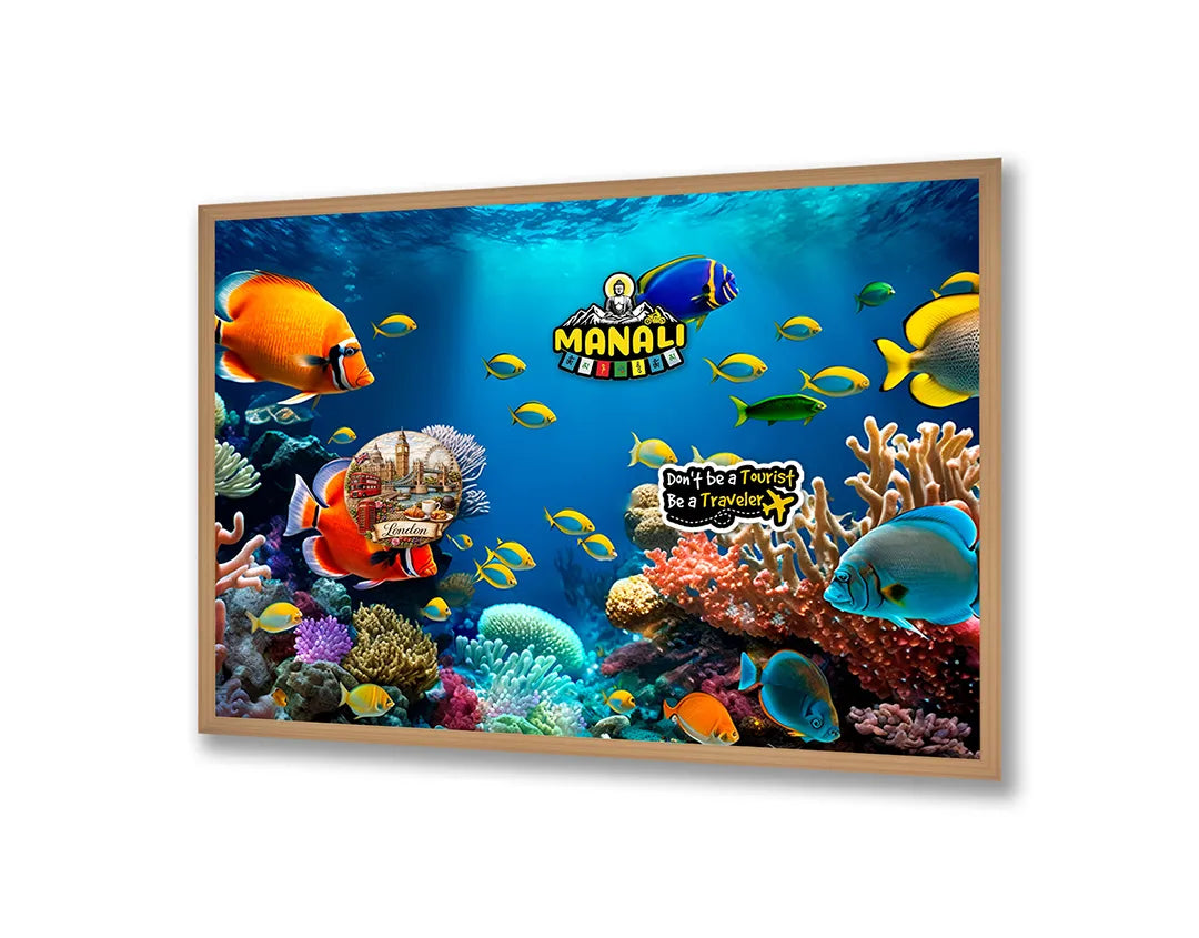 Metalen Magneetbord met print van Tropische vissen koraal perfect als decoratie
