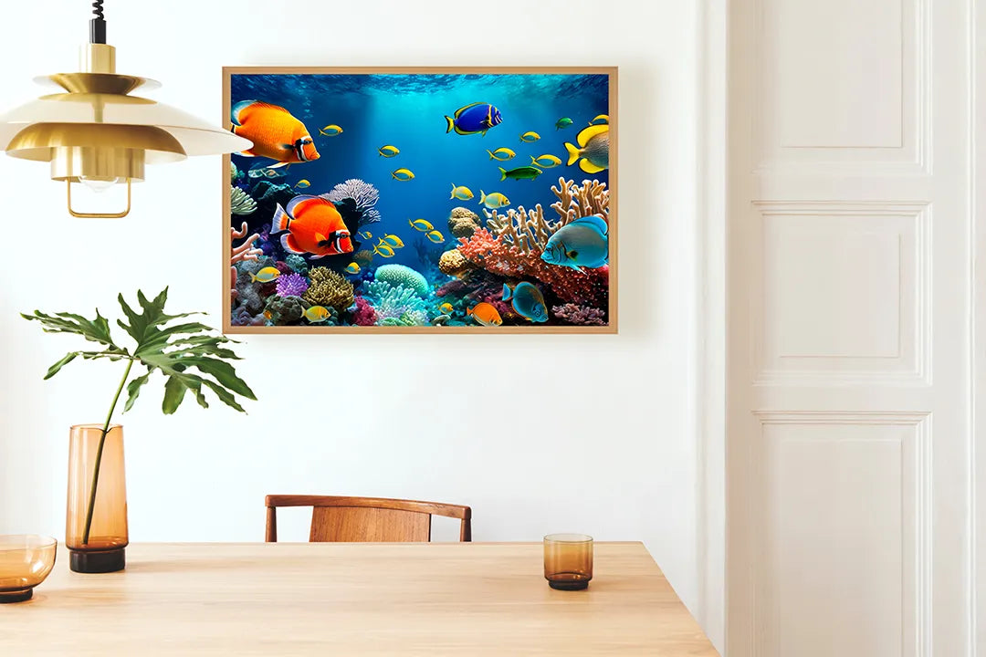 Metalen Magneetbord met print van Tropische vissen koraal perfect als decoratie