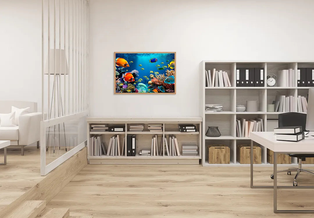 Metalen Magneetbord met print van Tropische vissen koraal perfect als decoratie