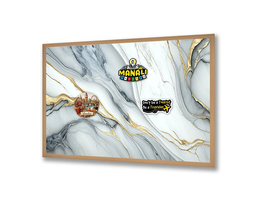 Metalen Magneetbord met print van Goud wit marmer perfect als decoratie