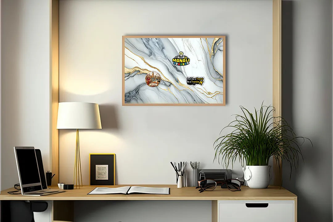 Metalen Magneetbord met print van Goud wit marmer perfect als decoratie
