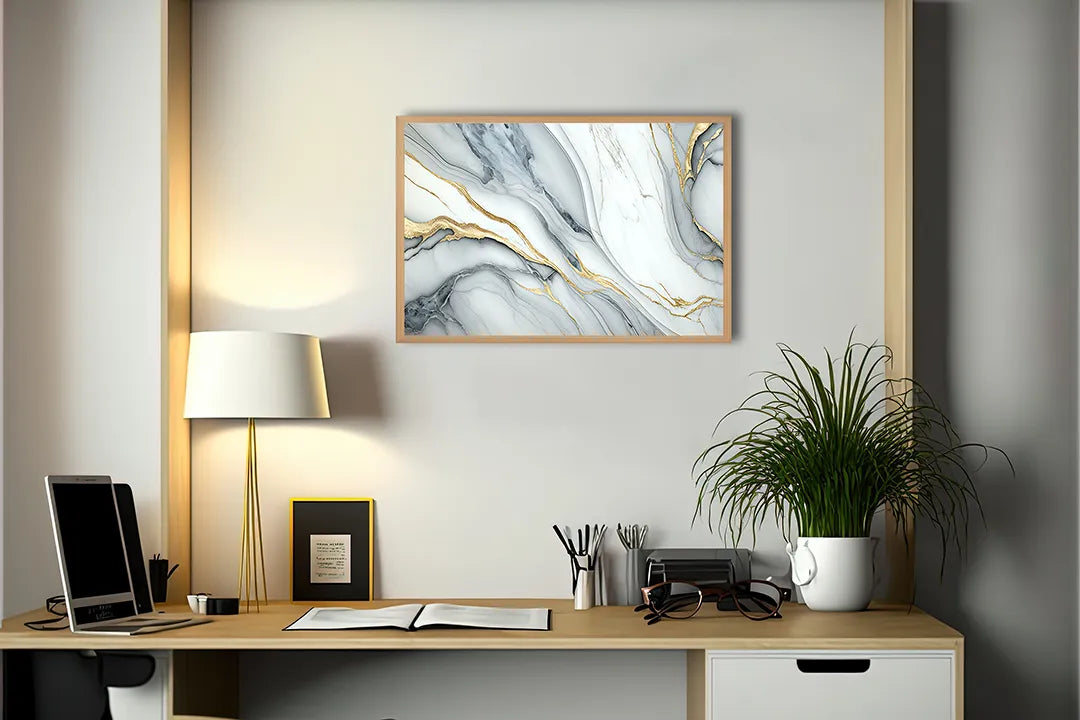Metalen Magneetbord met print van Goud wit marmer perfect als decoratie