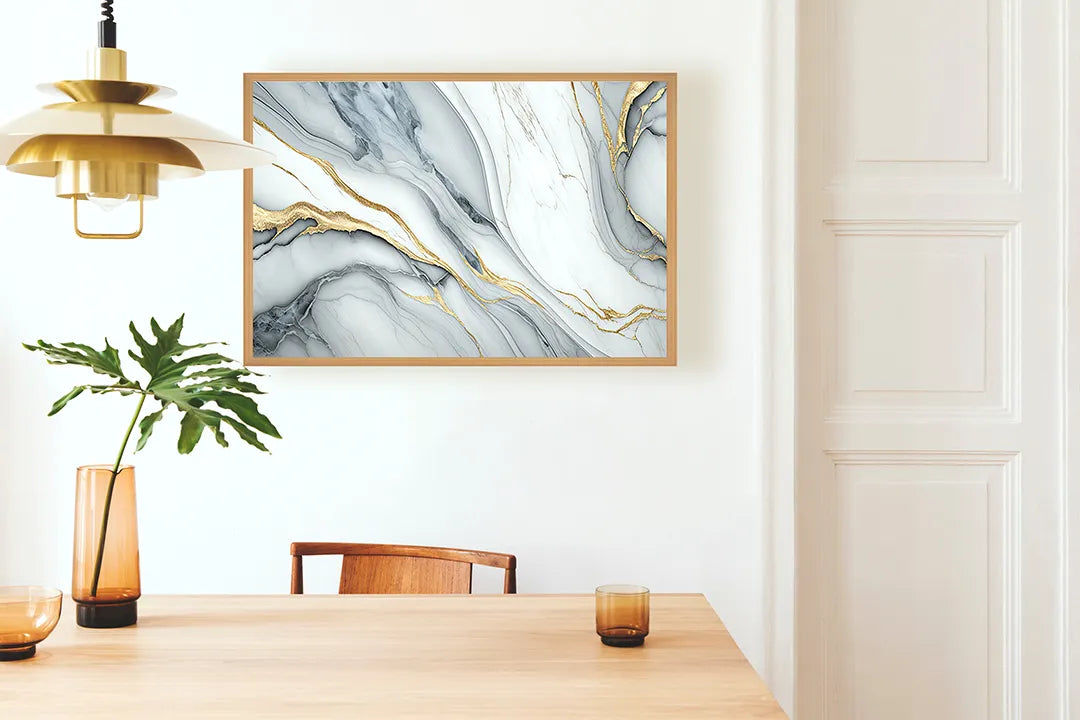 Metalen Magneetbord met print van Goud wit marmer perfect als decoratie