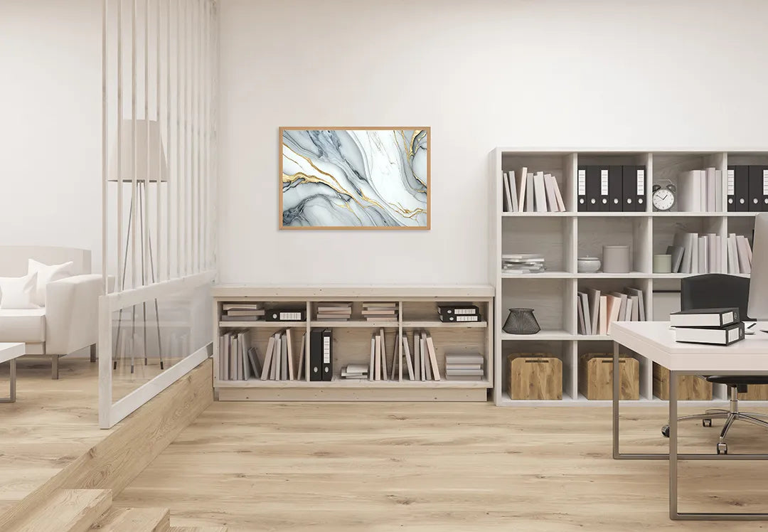 Metalen Magneetbord met print van Goud wit marmer perfect als decoratie
