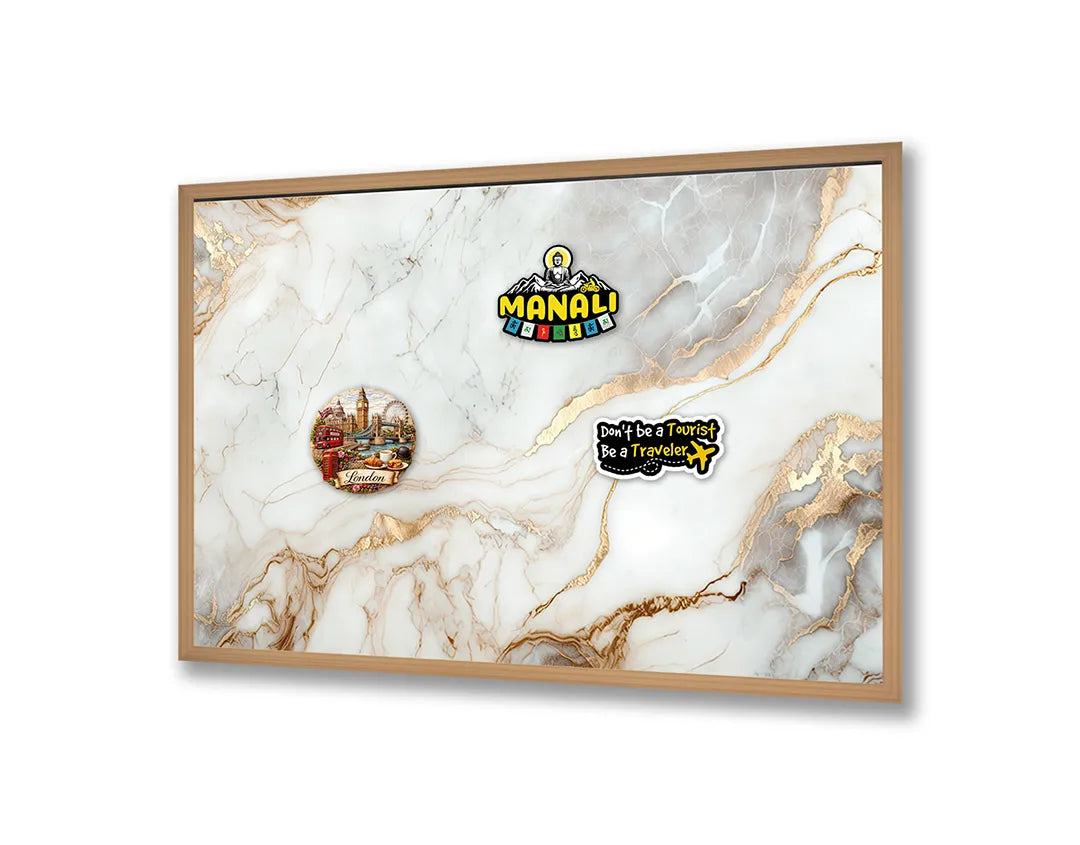 Metalen Magneetbord met print van Koper wit marmer perfect als decoratie