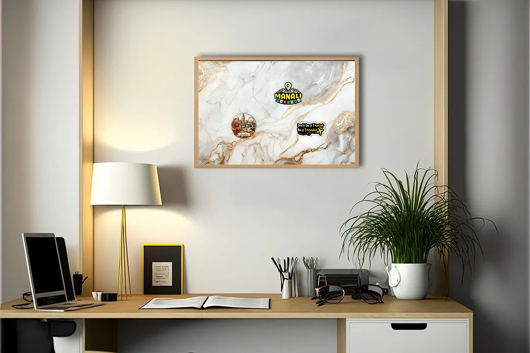 Metalen Magneetbord met print van Koper wit marmer perfect als decoratie