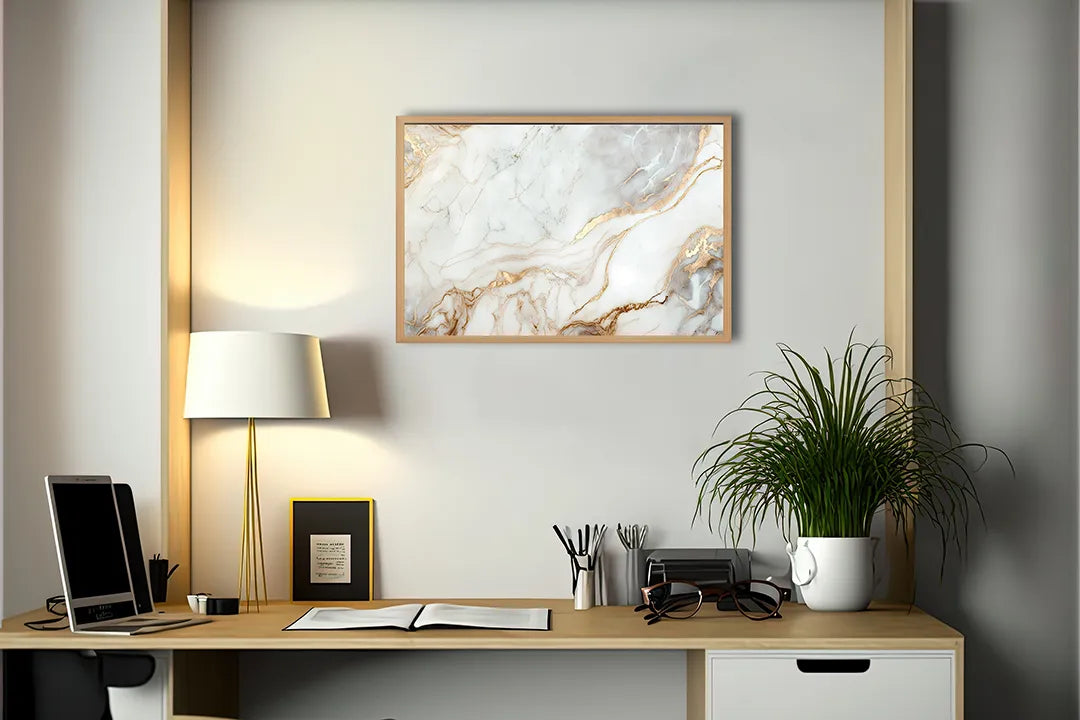 Metalen Magneetbord met print van Koper wit marmer perfect als decoratie