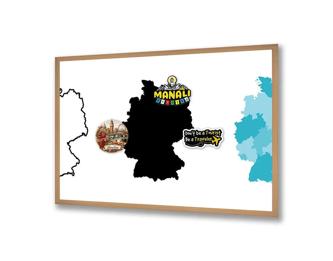 Metalen Magneetbord met print van Duitsland kaart zwart wit perfect als decoratie
