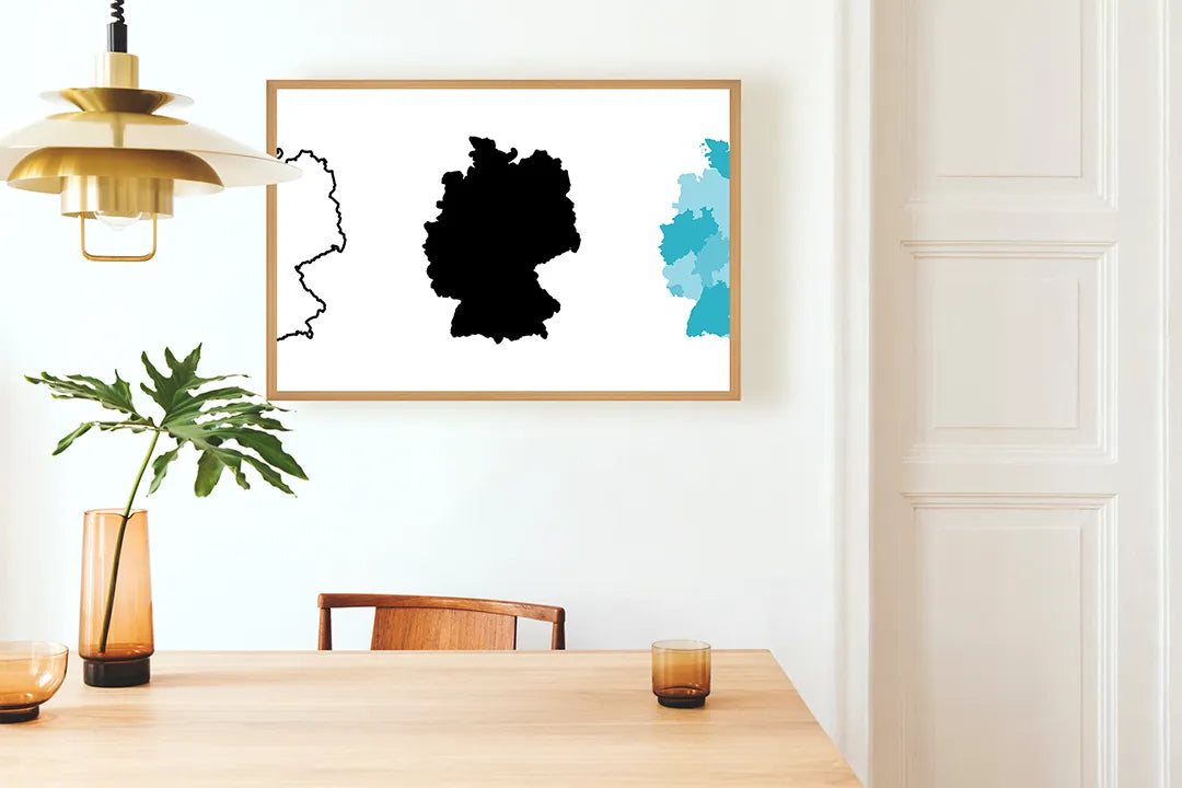 Metalen Magneetbord met print van Duitsland kaart zwart wit perfect als decoratie