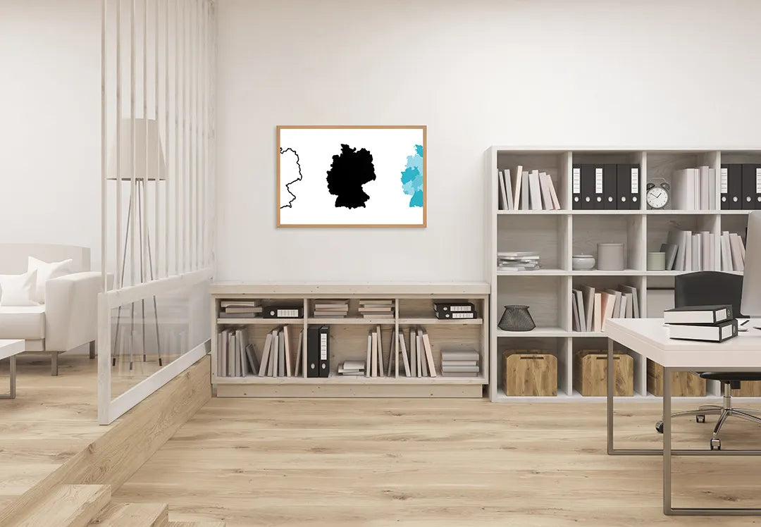Metalen Magneetbord met print van Duitsland kaart zwart wit perfect als decoratie