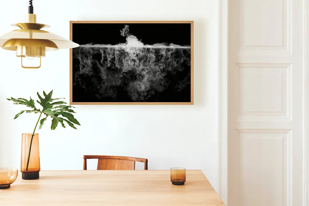 Metalen Magneetbord met print van Mist over bos perfect als decoratie
