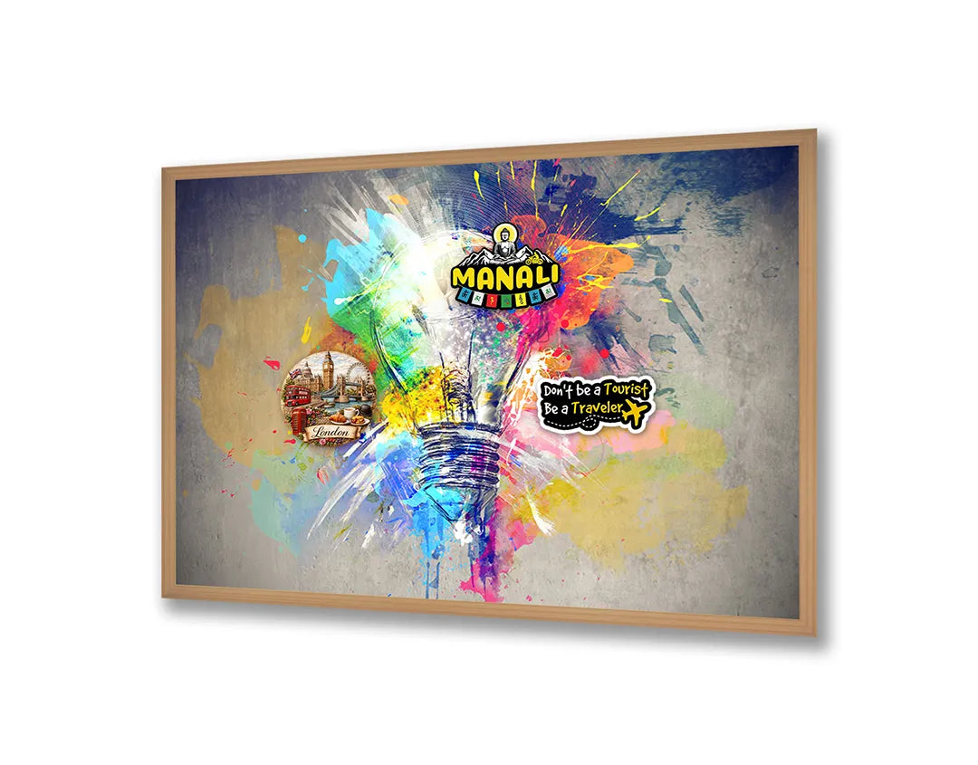 Metalen Magneetbord met afbeelding van kleurrijke abstracte aquarel verf in regenboog kleuren kleuren