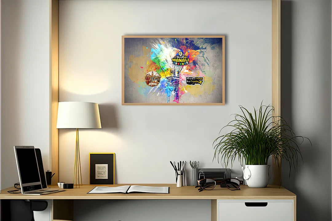 Metalen Magneetbord met afbeelding van kleurrijke abstracte aquarel verf in regenboog kleuren kleuren