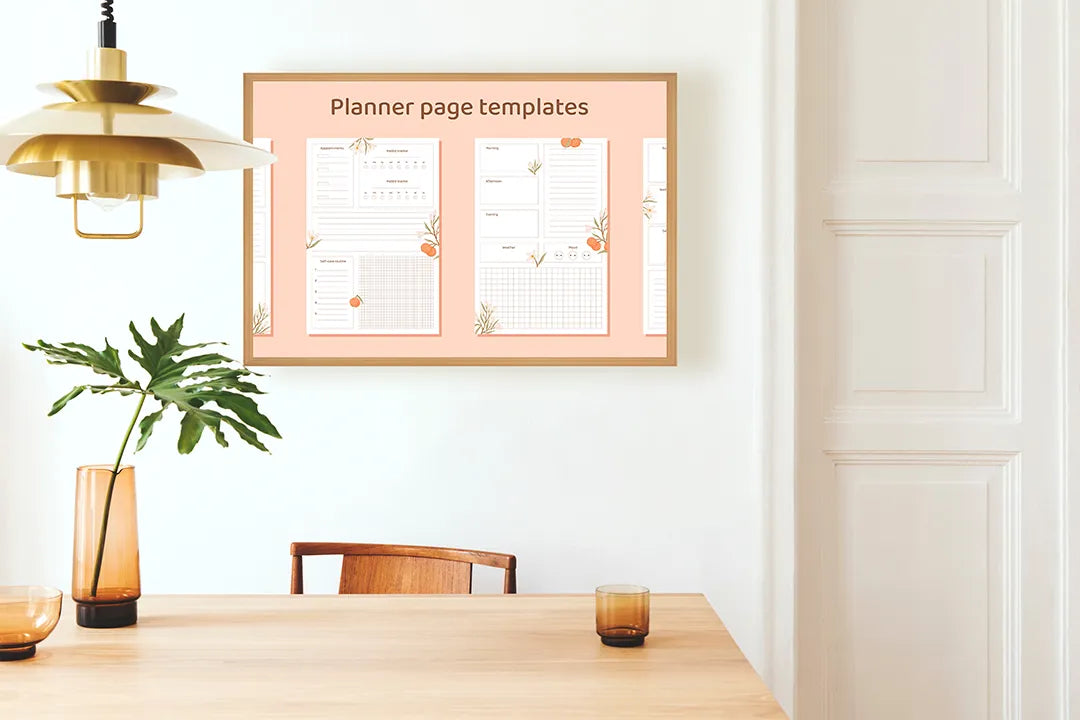 Metalen Magneetbord met print van Planner oranje bloemen perfect als decoratie
