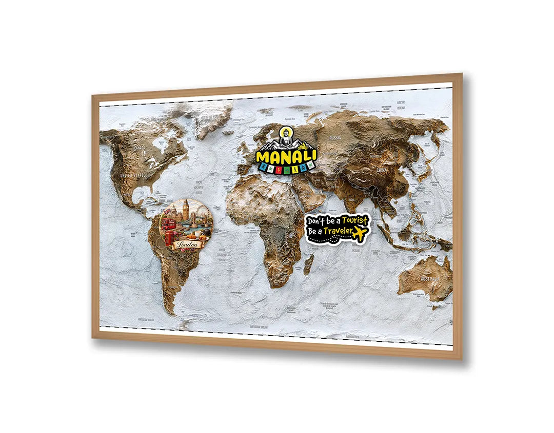 Metalen Magneetbord met print van Wereldkaart ijs perfect als decoratie