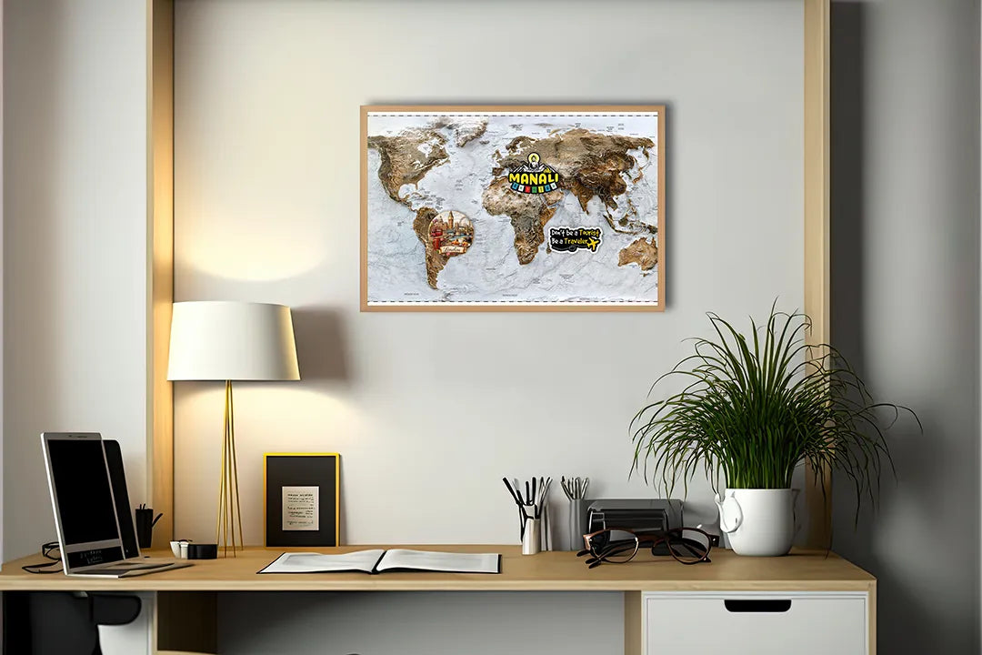 Metalen Magneetbord met print van Wereldkaart ijs perfect als decoratie