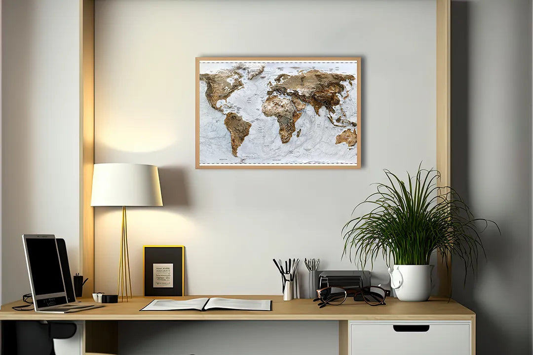 Metalen Magneetbord met print van Wereldkaart ijs perfect als decoratie