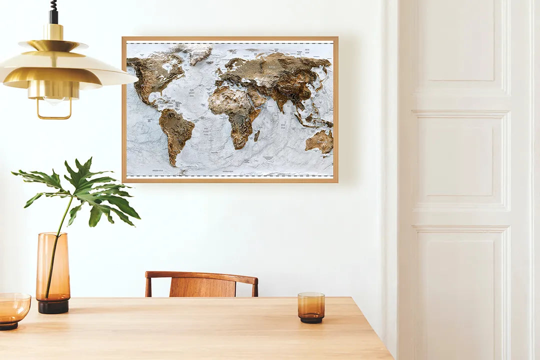 Metalen Magneetbord met print van Wereldkaart ijs perfect als decoratie