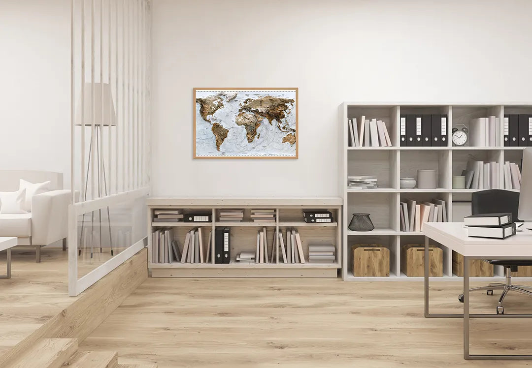 Metalen Magneetbord met print van Wereldkaart ijs perfect als decoratie