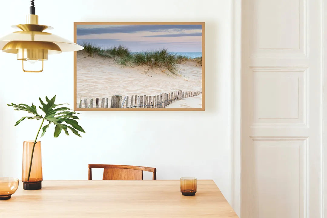 Metalen Magneetbord met afbeelding van strand duinen met helmgras in zand en groen kleuren