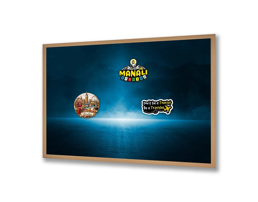 Metalen Magneetbord met print van Blauw licht in duisternis perfect als decoratie