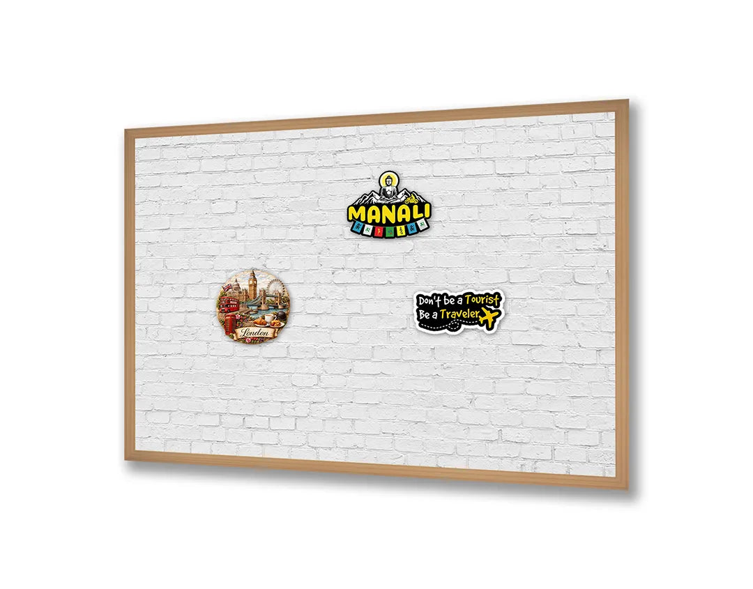 Metalen Magneetbord met print van Witte bakstenen muur perfect als decoratie