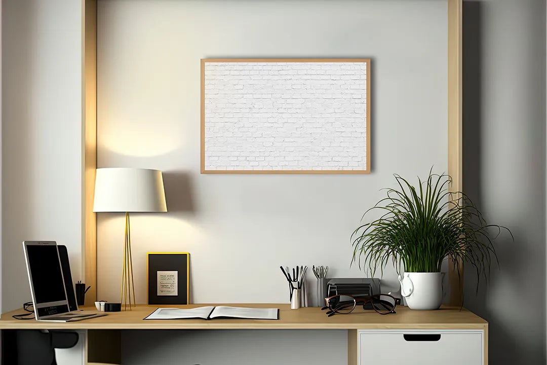 Metalen Magneetbord met print van Witte bakstenen muur perfect als decoratie