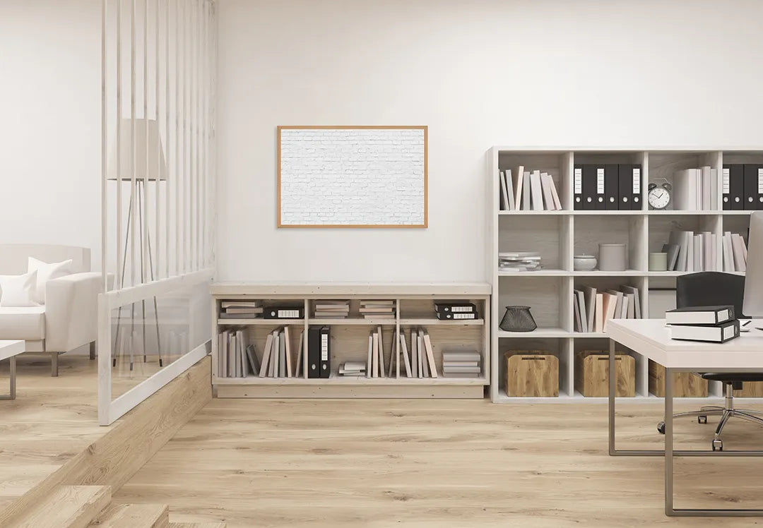 Metalen Magneetbord met print van Witte bakstenen muur perfect als decoratie