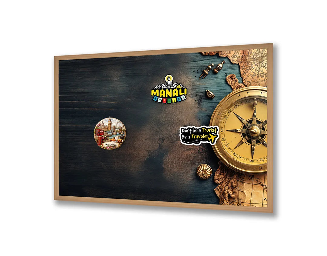 Metalen Magneetbord met print van Oud kompas op kaart perfect als decoratie