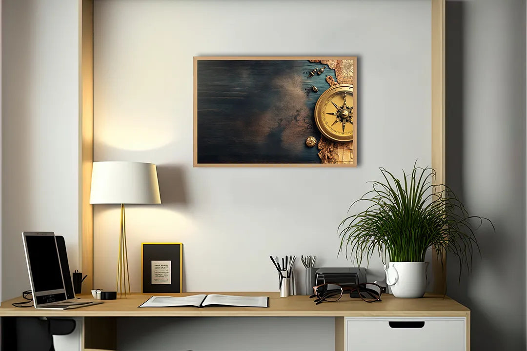 Metalen Magneetbord met print van Oud kompas op kaart perfect als decoratie
