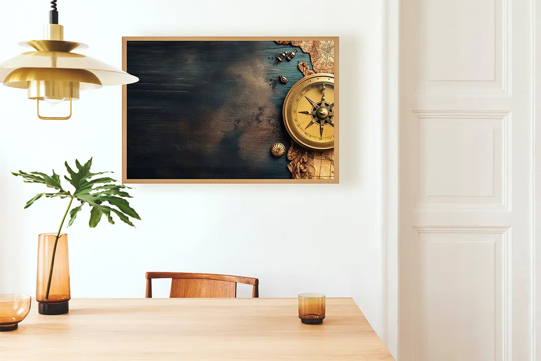 Metalen Magneetbord met print van Oud kompas op kaart perfect als decoratie