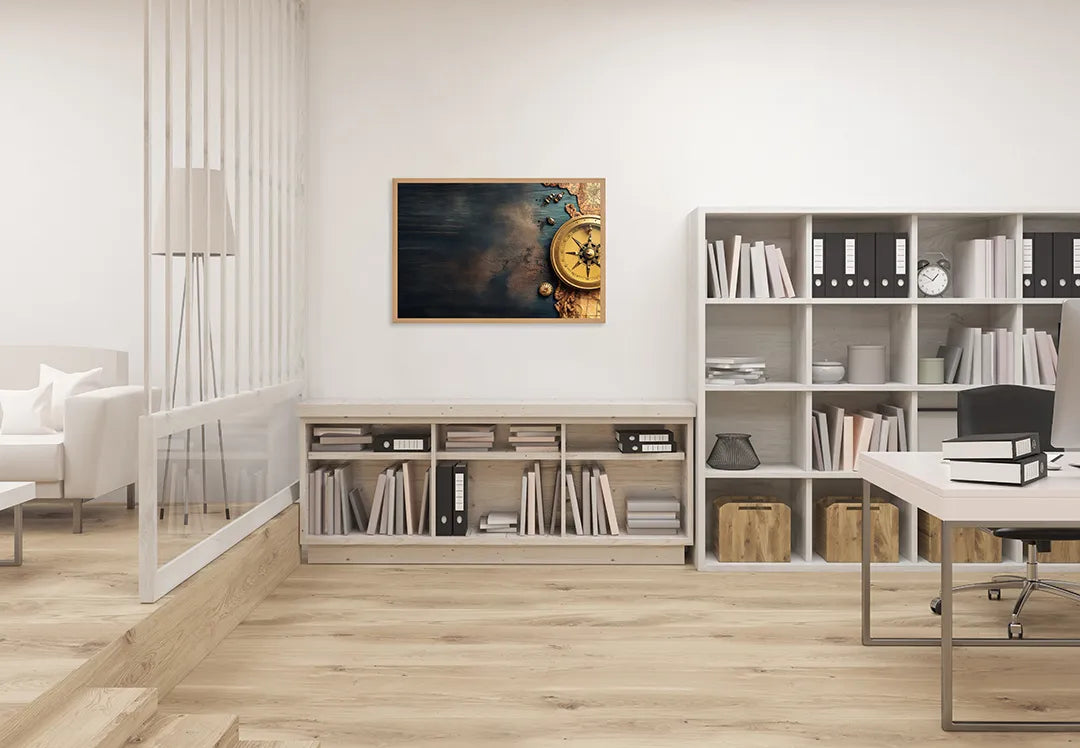 Metalen Magneetbord met print van Oud kompas op kaart perfect als decoratie