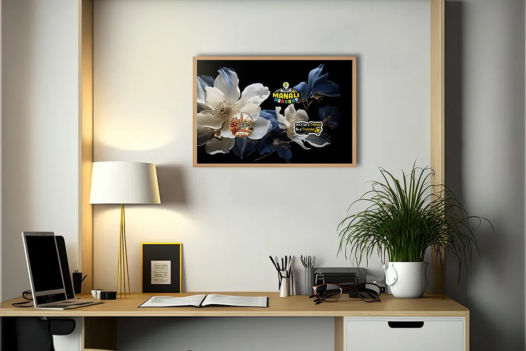 Metalen Magneetbord met print van Witte orchidee op zwart perfect als decoratie