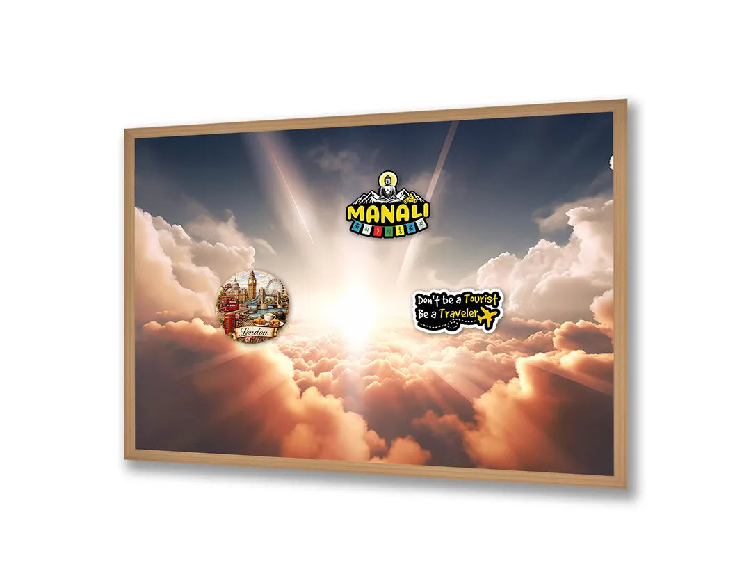 Metalen Magneetbord met print van Hemel wolken zonlicht perfect als decoratie