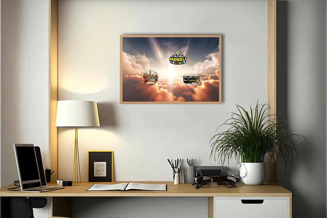 Metalen Magneetbord met print van Hemel wolken zonlicht perfect als decoratie