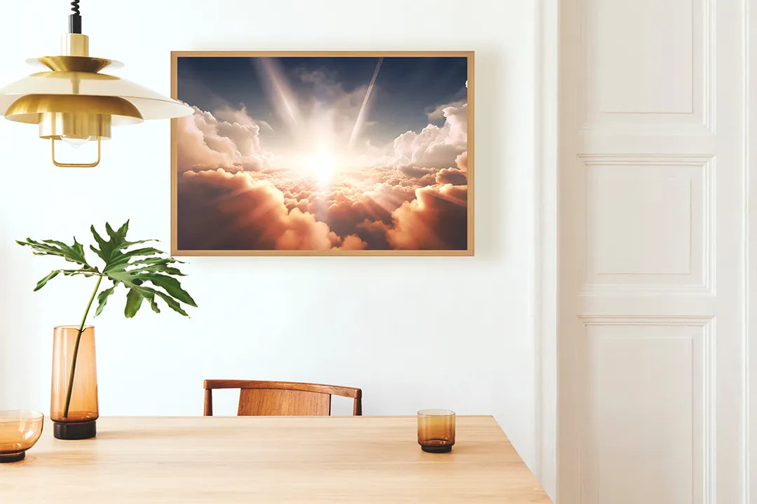 Metalen Magneetbord met print van Hemel wolken zonlicht perfect als decoratie