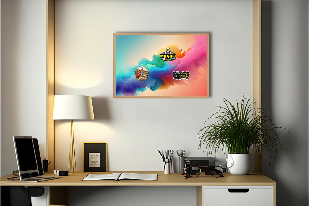 Metalen Magneetbord met print van Regenboog kleuren rook perfect als decoratie