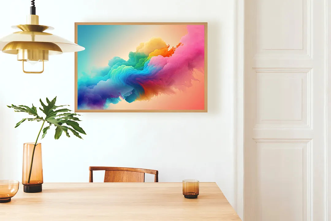 Metalen Magneetbord met print van Regenboog kleuren rook perfect als decoratie